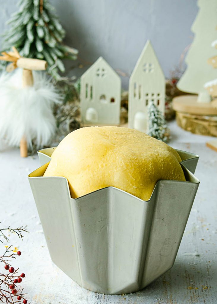 Pandoro listo para ir al horno 