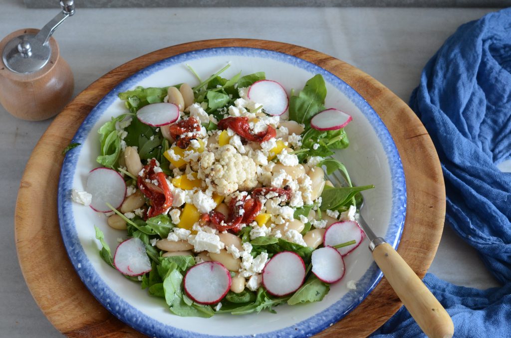 ensalada rapida de espinacas con habas