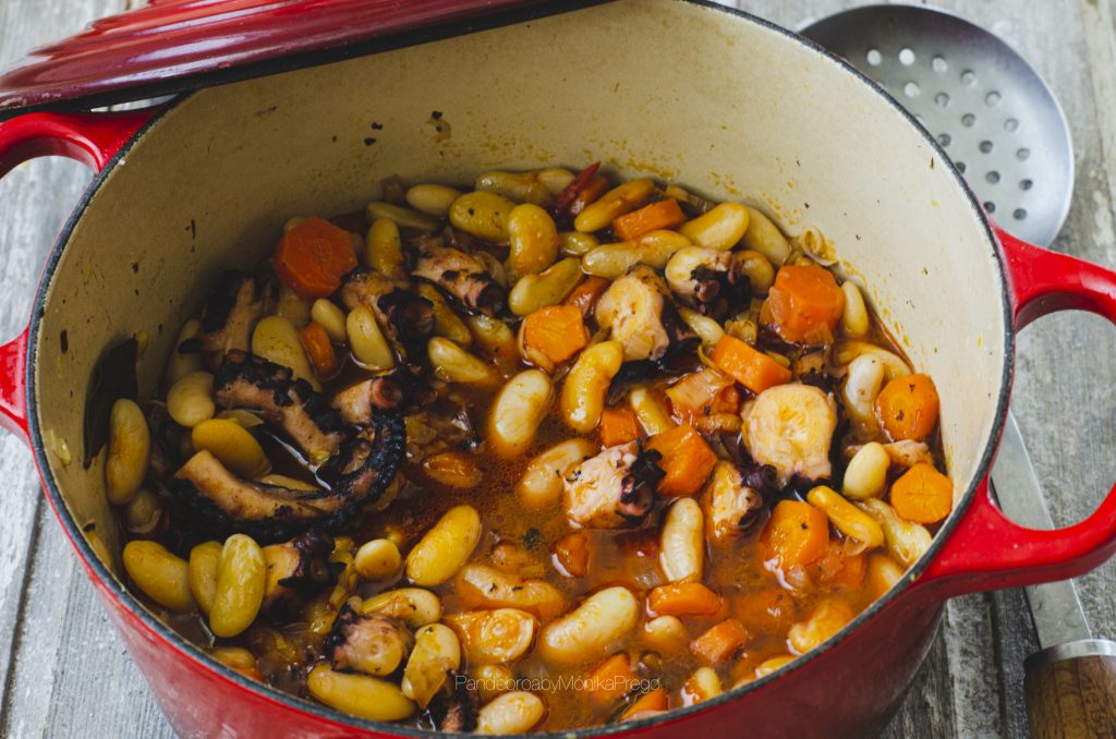 guiso de fabas con pulpo