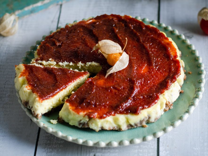 Tarta de requeixo con membrillo