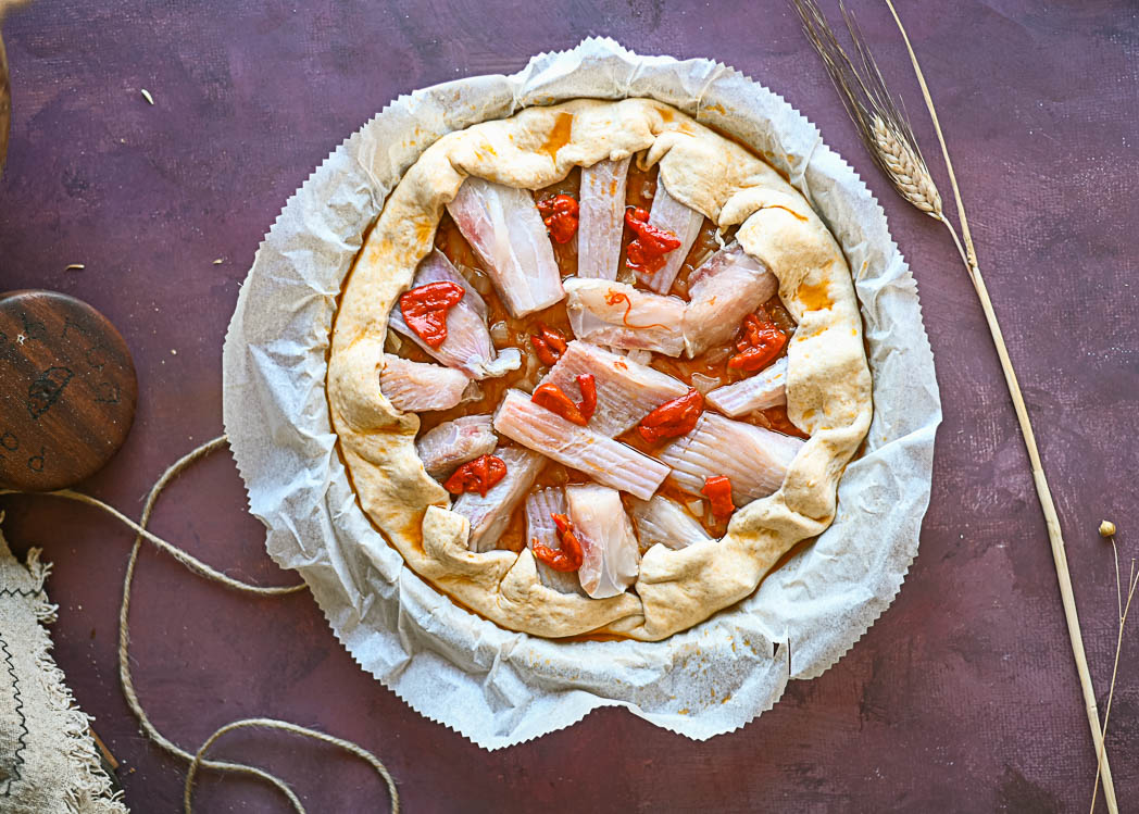 Empanada abierta de raya de cedeira
